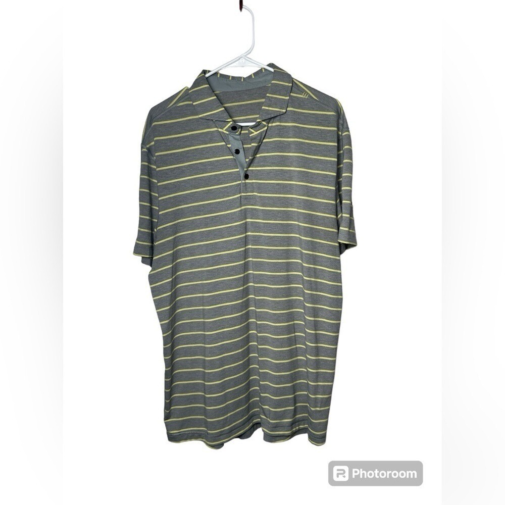 Lululemon Men's Evolution Short Sleeve Polo Shirt Size Large Gray & Yellow